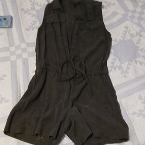Banana Republic Olive Green Sleeveless Tie-Waist Romper